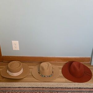 Hats - straw sun hat, beach floppy hat, orange felt hat